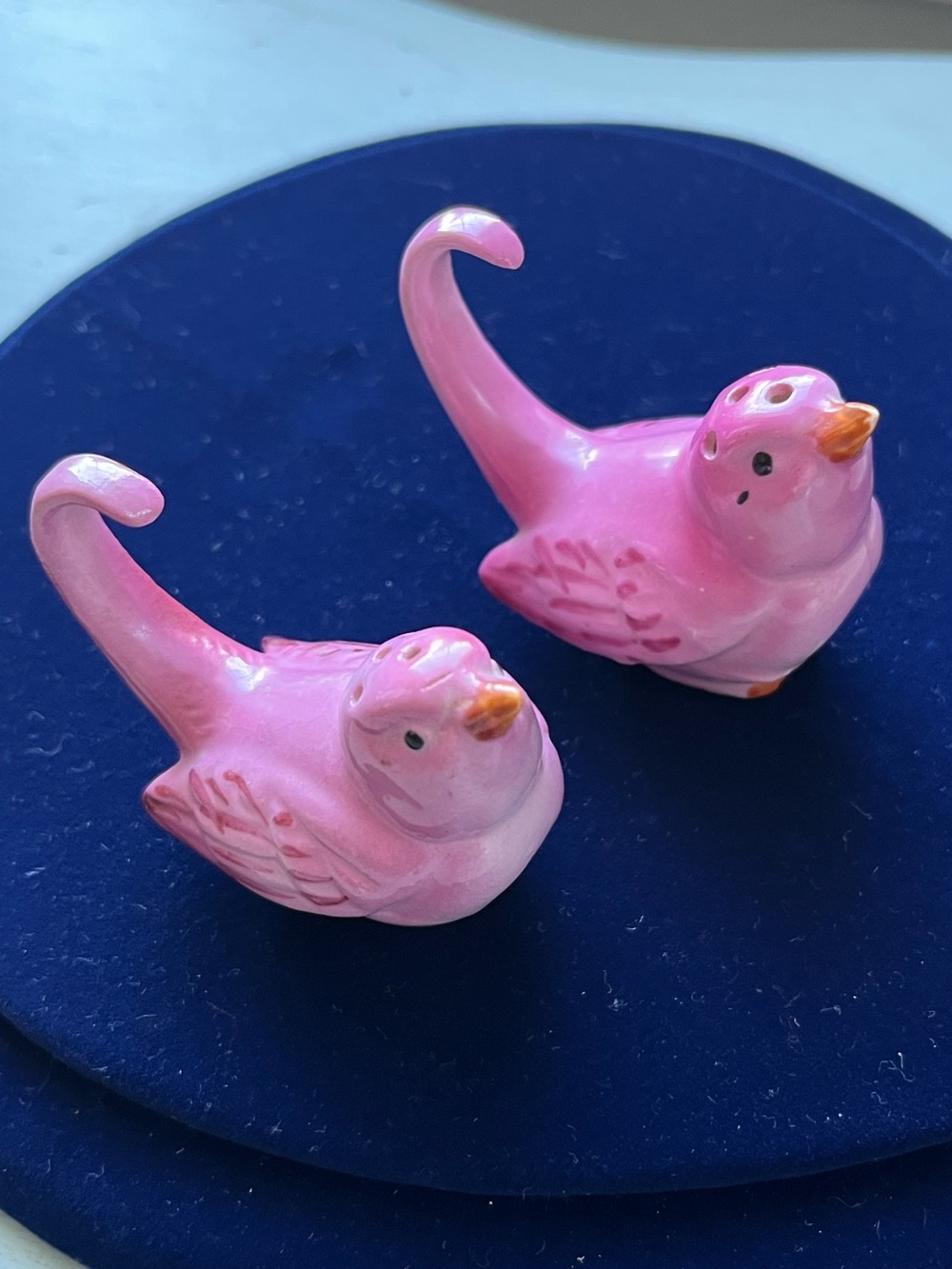 Vintage Japan Porcelain Small Pink Birds Salt & Pepper Shakers 1940’s